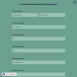 Formulário de Admissão de Quiropraxia