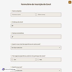 Formulário de Inscrição do Coral