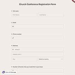 Church Conference Registration Form