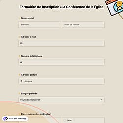 Formulaire de Inscription à la Conférence de le Église