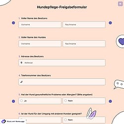 Hundepflege-Freigabeformular