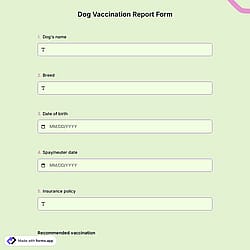 Dog Vaccination Record Form