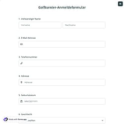 Golfturnier-Anmeldeformular