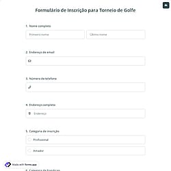 Formulário de Inscrição para Torneio de Golfe