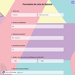 Formulaire de Liste de Épicerie
