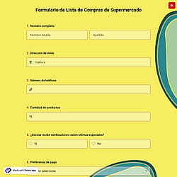 Formulario de Lista de Compras de Supermercado