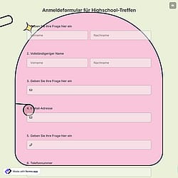 Anmeldeformular für Highschool-Treffen