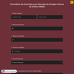 Formulário de Inscrição para Reunião de Antigos Alunos do Ensino Médio