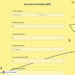 Formulário de Pedido GDPR