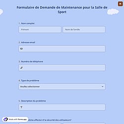 Formulaire de Demande de Maintenance pour la Salle de Sport