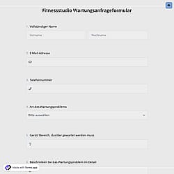 Fitnessstudio Wartungsanfrageformular