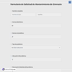 Formulario de Solicitud de Mantenimiento de Gimnasio