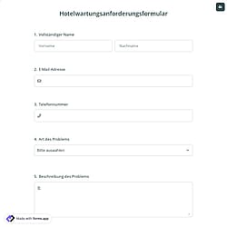 Hotelwartungsanforderungsformular