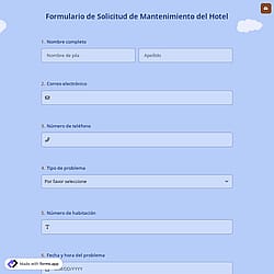 Formulario de Solicitud de Mantenimiento del Hotel