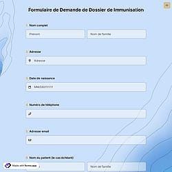 Formulaire de Demande de Dossier de Immunisation