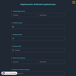 Impfausweis-Anforderungsformular