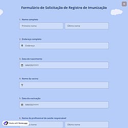 Formulário de Solicitação de Registro de Imunização