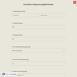 Inventar-Anpassungsformular