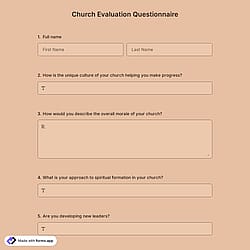 Church Evaluation Questionnaire