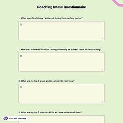 Coaching Intake Questionnaire