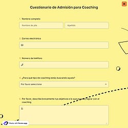 Cuestionario de Admisión para Coaching