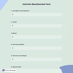 Interview Questionnaire Form