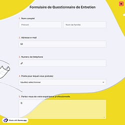 Formulaire de Questionnaire de Entretien