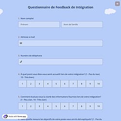 Questionnaire de Feedback de Intégration