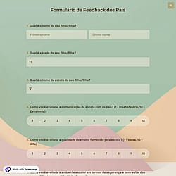 Formulário de Feedback dos Pais
