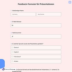 Feedback-Formular für Präsentationen