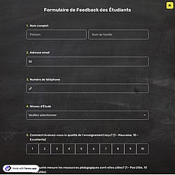 Formulaire de rétroaction étudiant