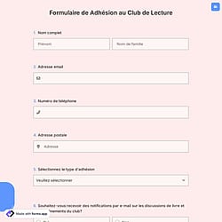 Formulaire de Adhésion au Club de Lecture