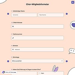 Chor-Mitgliedsformular