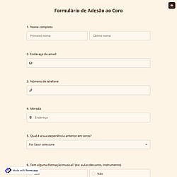 Formulário de Adesão ao Coro