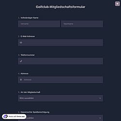 Golfclub-Mitgliedschaftsformular