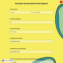 Formulaire de Commande de Petit Déjeuner