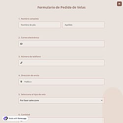 Formulario de Pedido de Velas