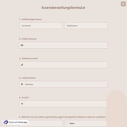 Essensbestellformular