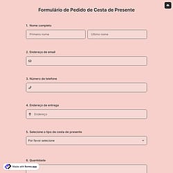 Formulário de Pedido de Cesta de Presente