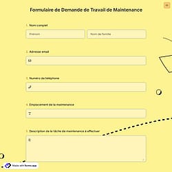 Formulaire de Demande de Travail de Maintenance