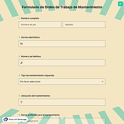 Formulario de Orden de Trabajo de Mantenimiento