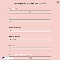 Formulaire de Commande de Maquillage
