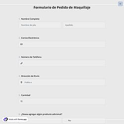 Formulario de Pedido de Maquillaje