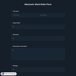 Mechanic Work Order Form