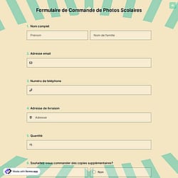 Formulaire de commande de photos scolaires