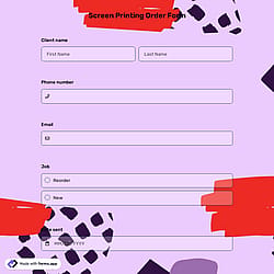 Screen Printing Order Form