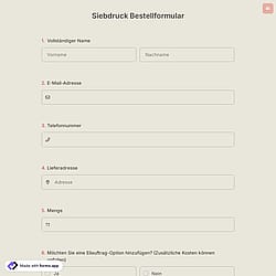 Siebdruck Bestellformular
