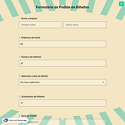 Formulário de Pedido de Bilhetes