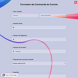 Formulaire de commande de crochet