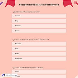 Cuestionario de Disfraces de Halloween